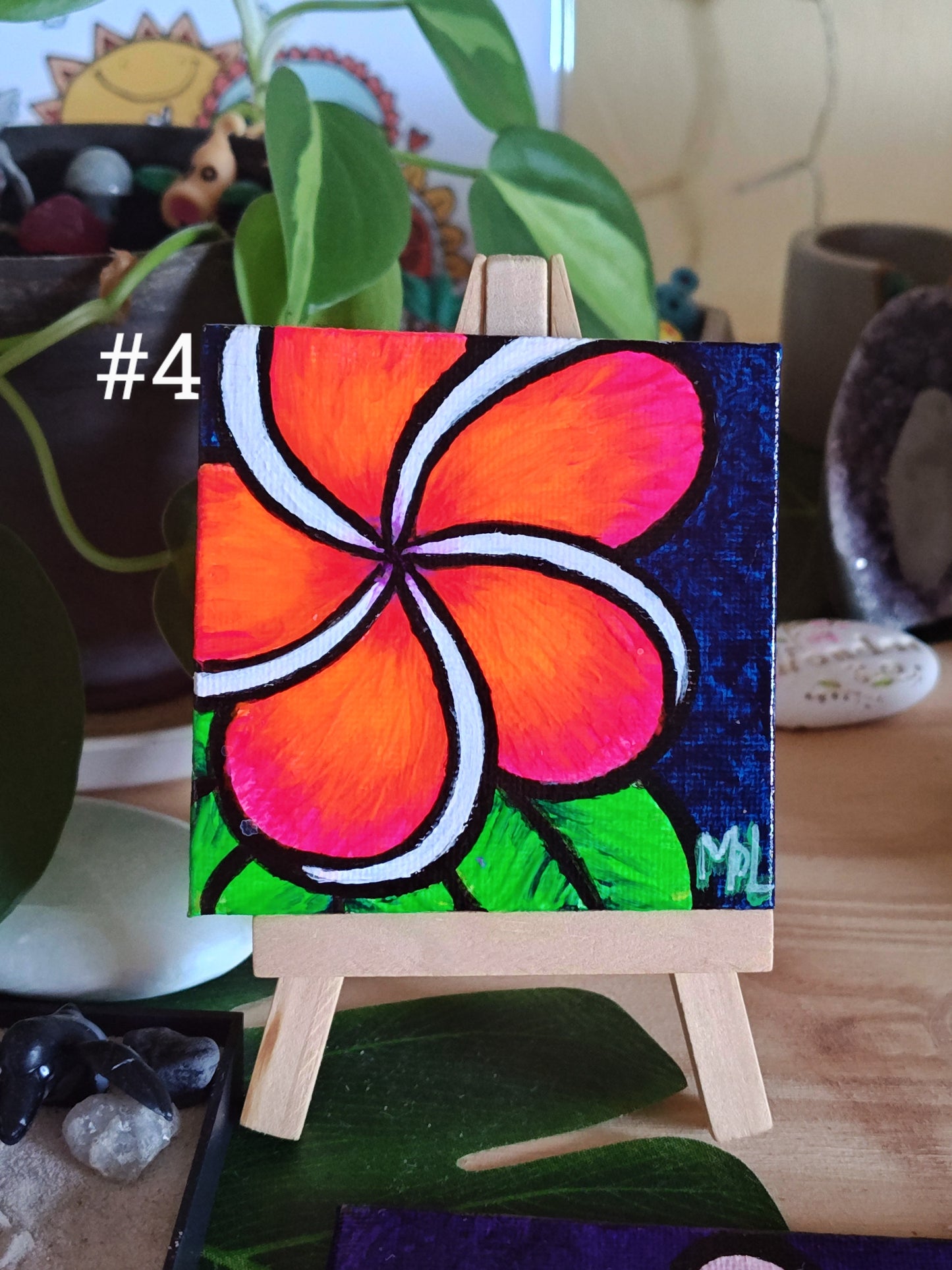 3" x 3" Mini Original Plumeria Paintings