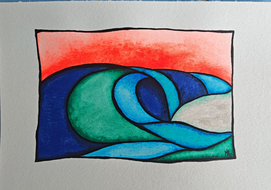 10" x 7" Original Wave Watercolor