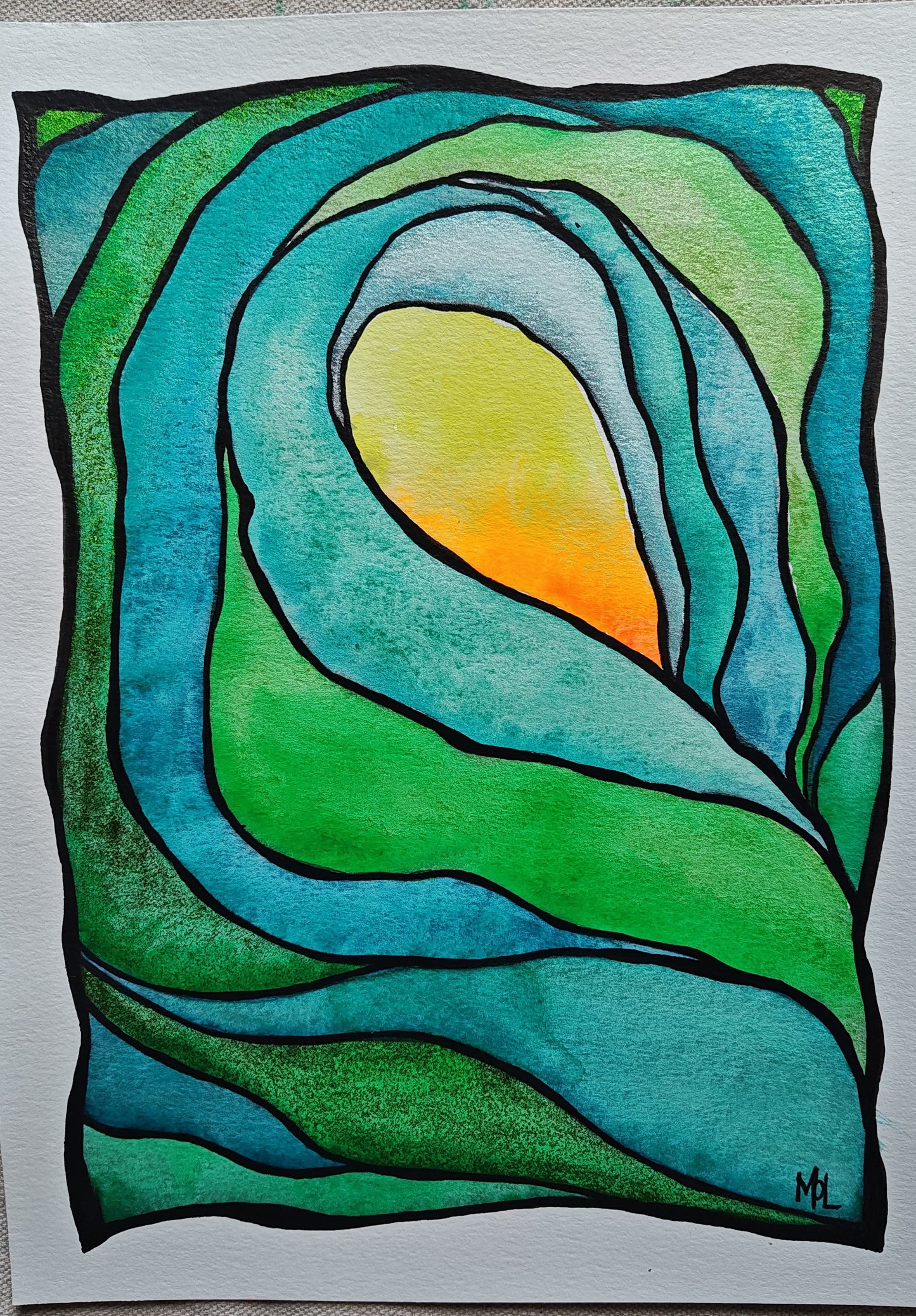 "Lir" - 9" x 12" Original Wave Watercolor