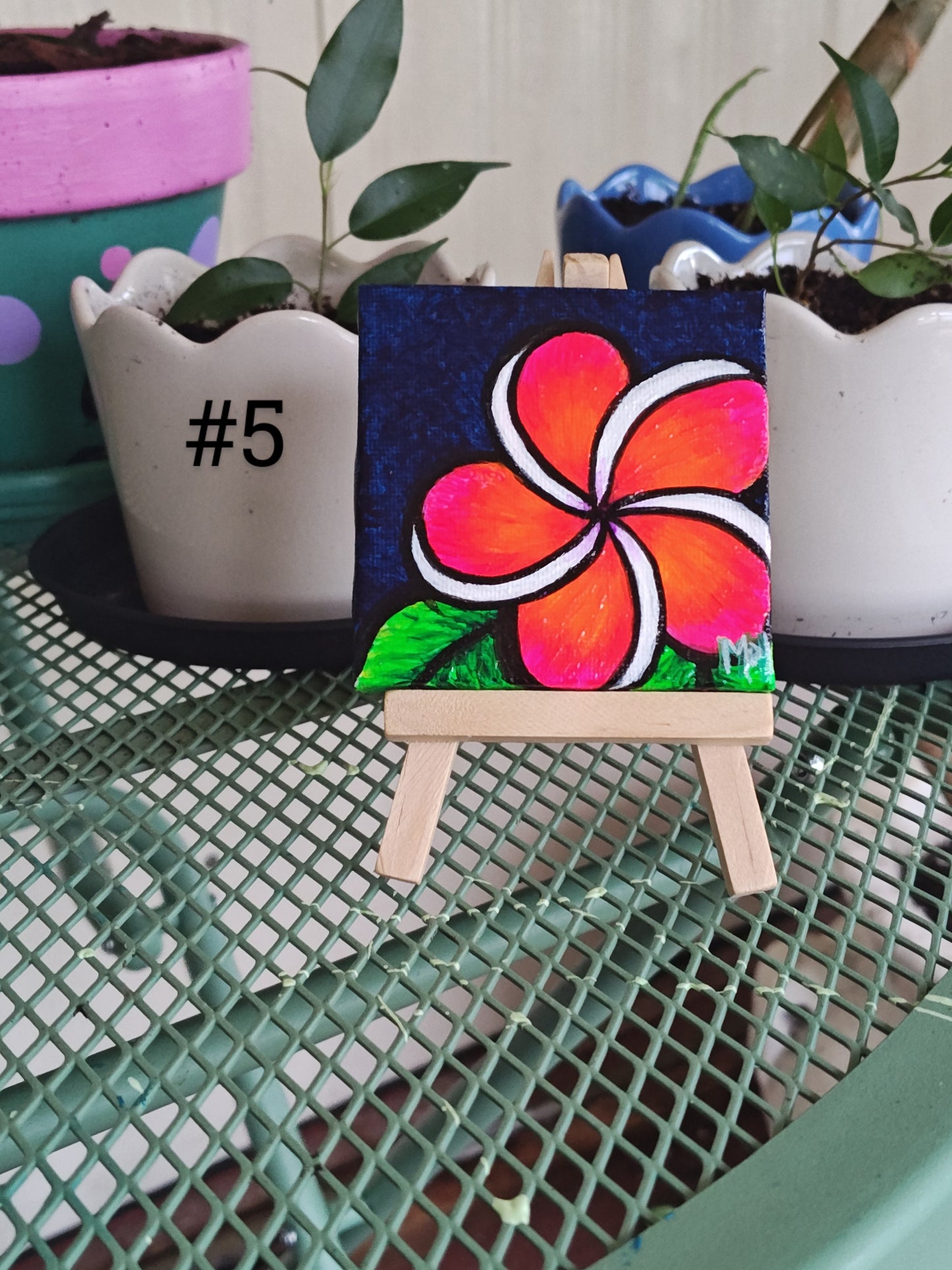 3" x 3" Mini Original Plumeria Paintings