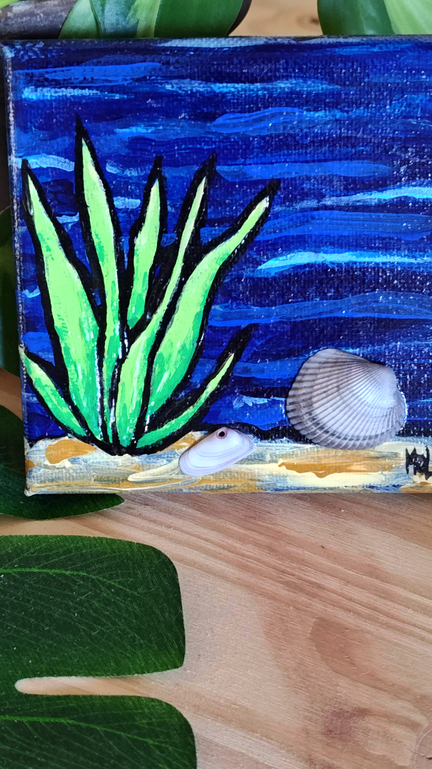 Small 4" x 4" Original Acrylic Ocean Painting