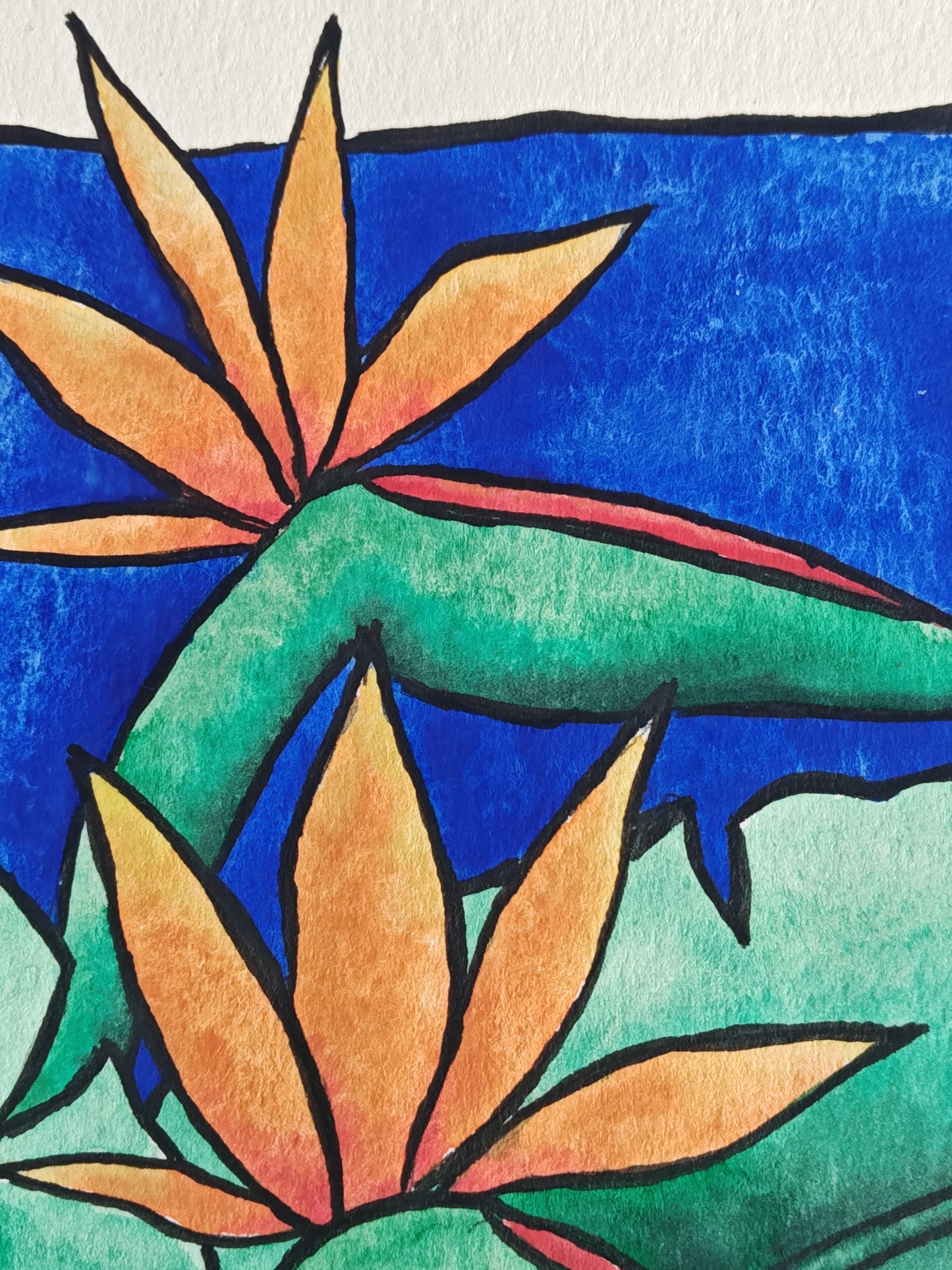 Original Watercolor Birds in Paradise