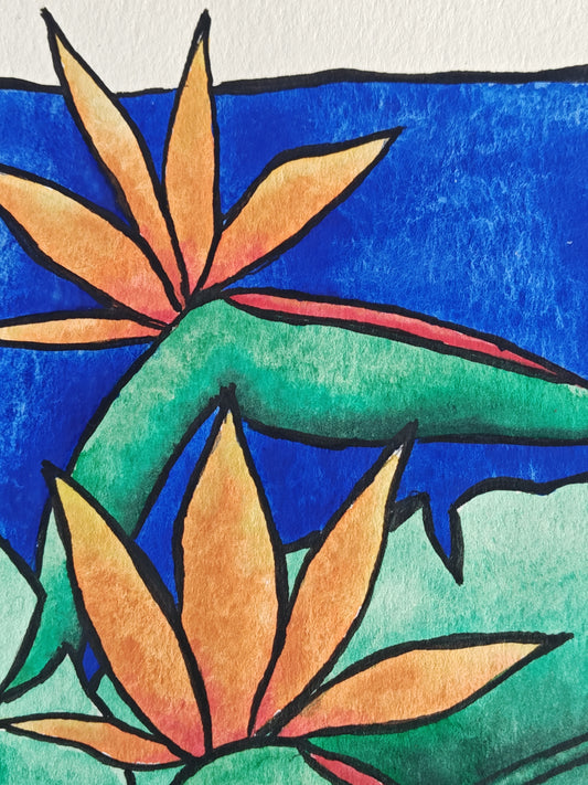 "Birds in Paradise" - 9" x 12" Original Bird of Paradise Watercolor