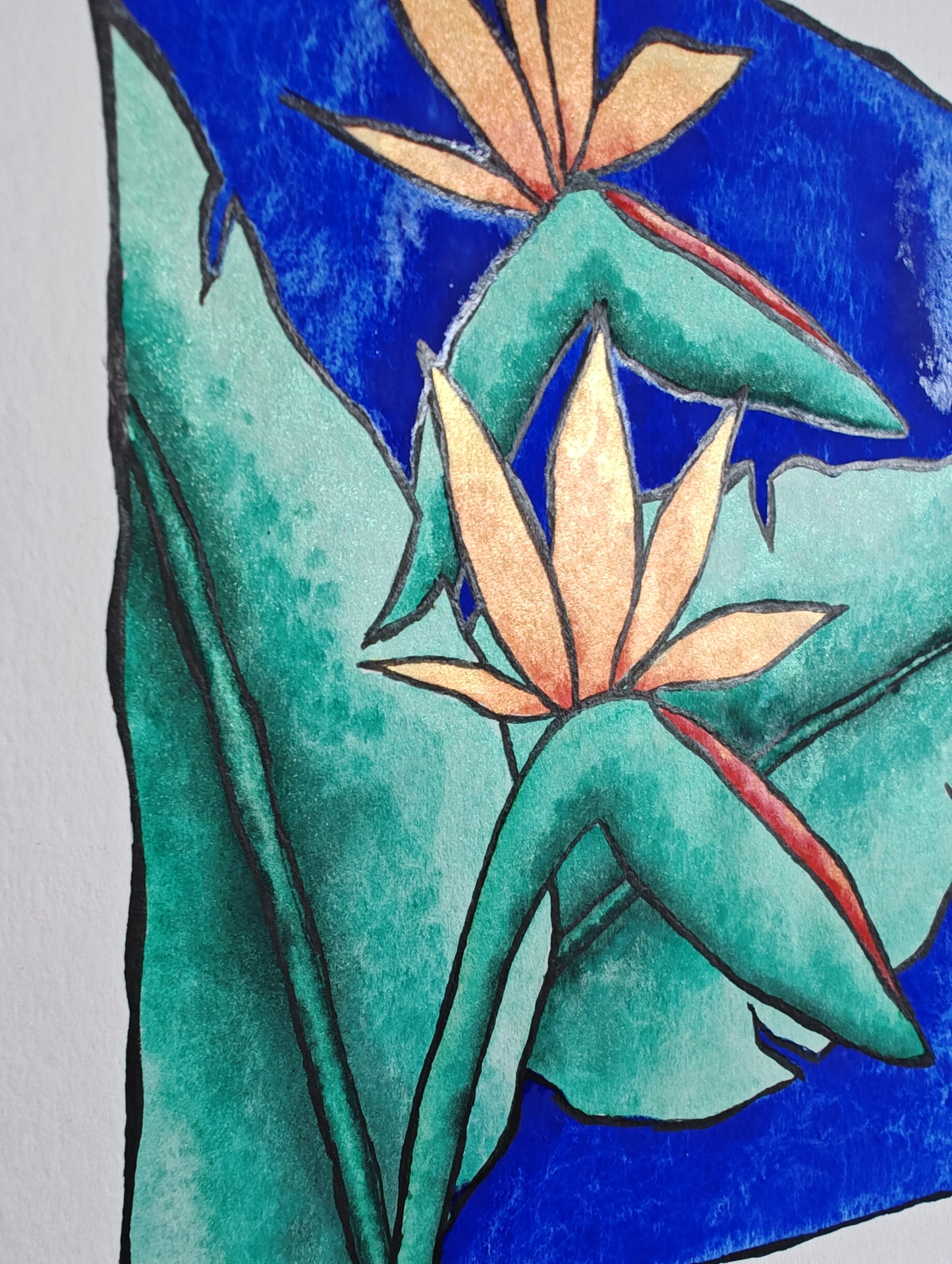 Original Watercolor Birds in Paradise