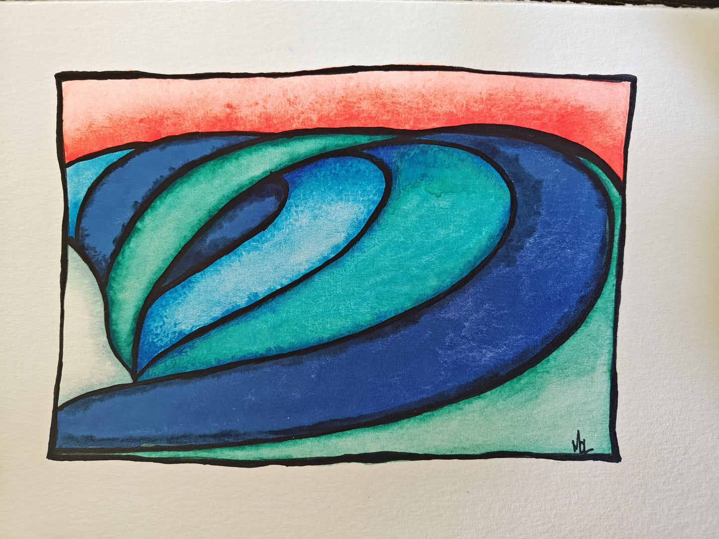 Original Wave Watercolor 10" x 7"