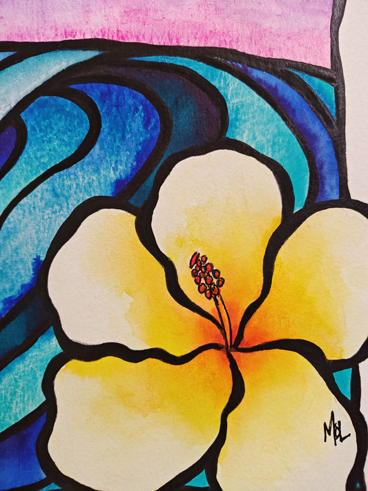 "Kalea" - 12" x 9" Original Wave Watercolor