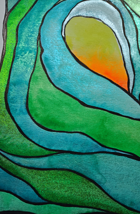 "Lir" - 9" x 12" Original Wave Watercolor