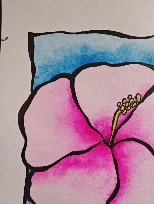 "Ana" - 9" x 12" Original Hibiscus Watercolor