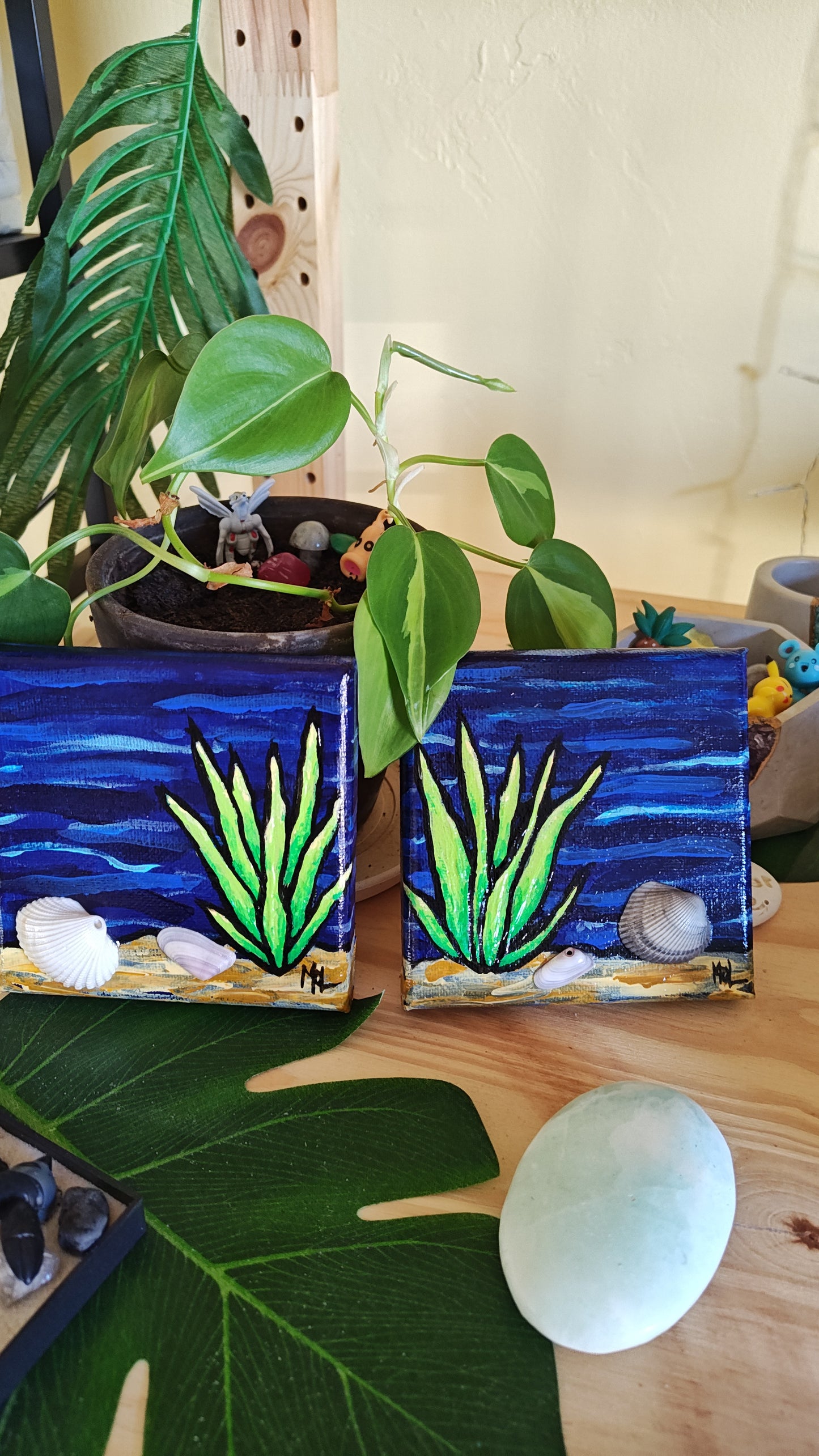 Small 4" x 4" Original Acrylic Ocean Painting