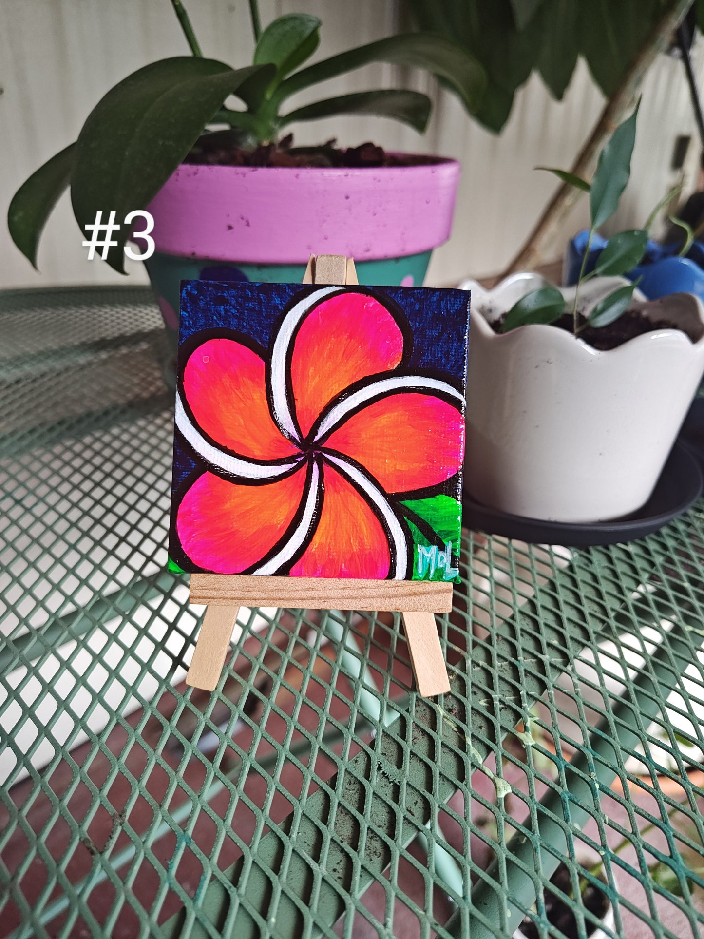 3" x 3" Original Mini Plumeria Paintings