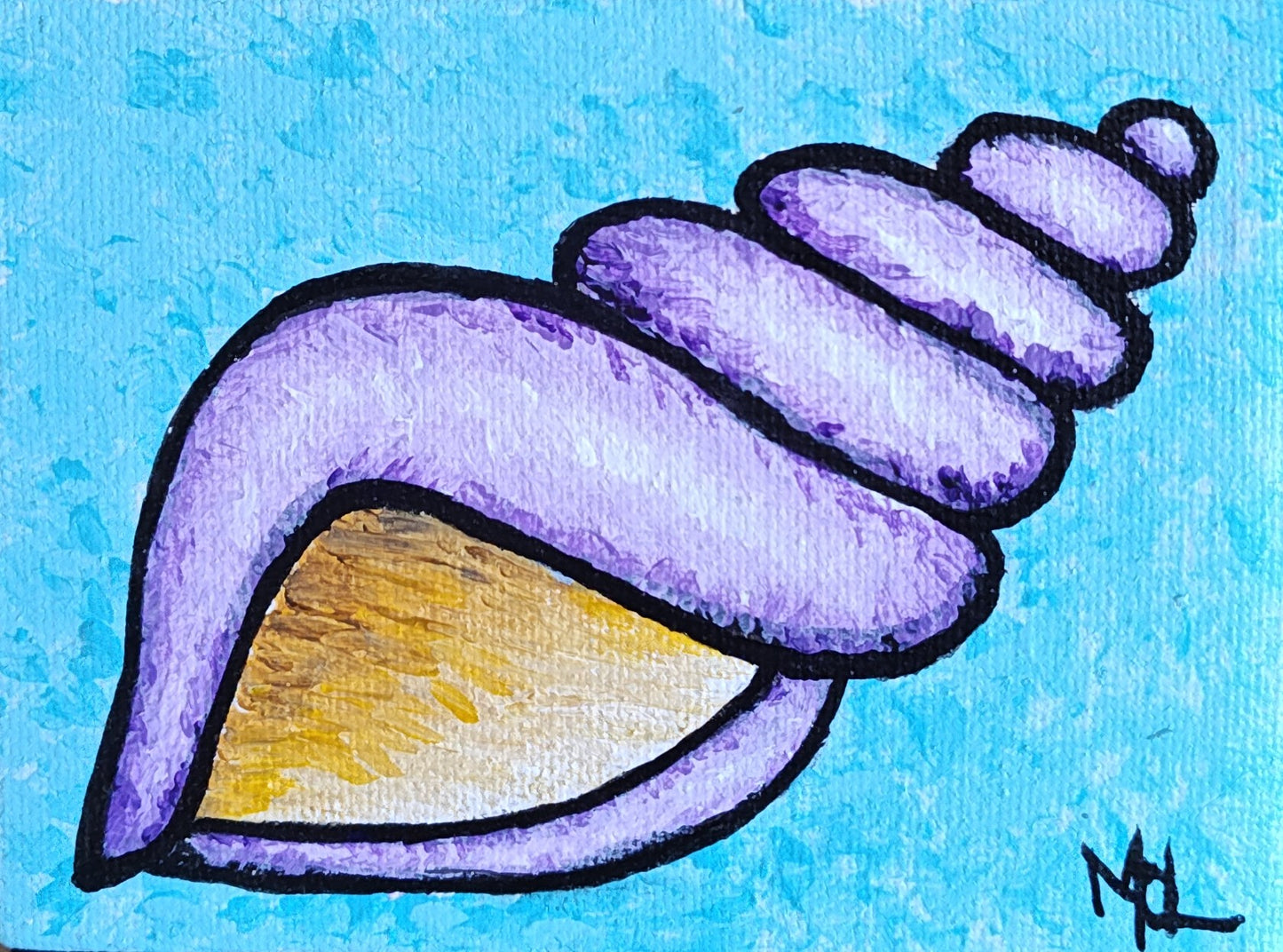 "The Brain" - 4" x 3" Original Mini Seashell Painting