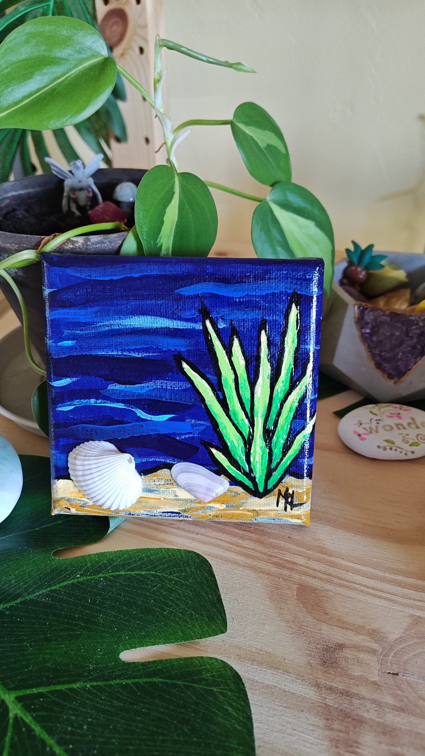 Small 4" x 4" Original Acrylic Ocean Painting