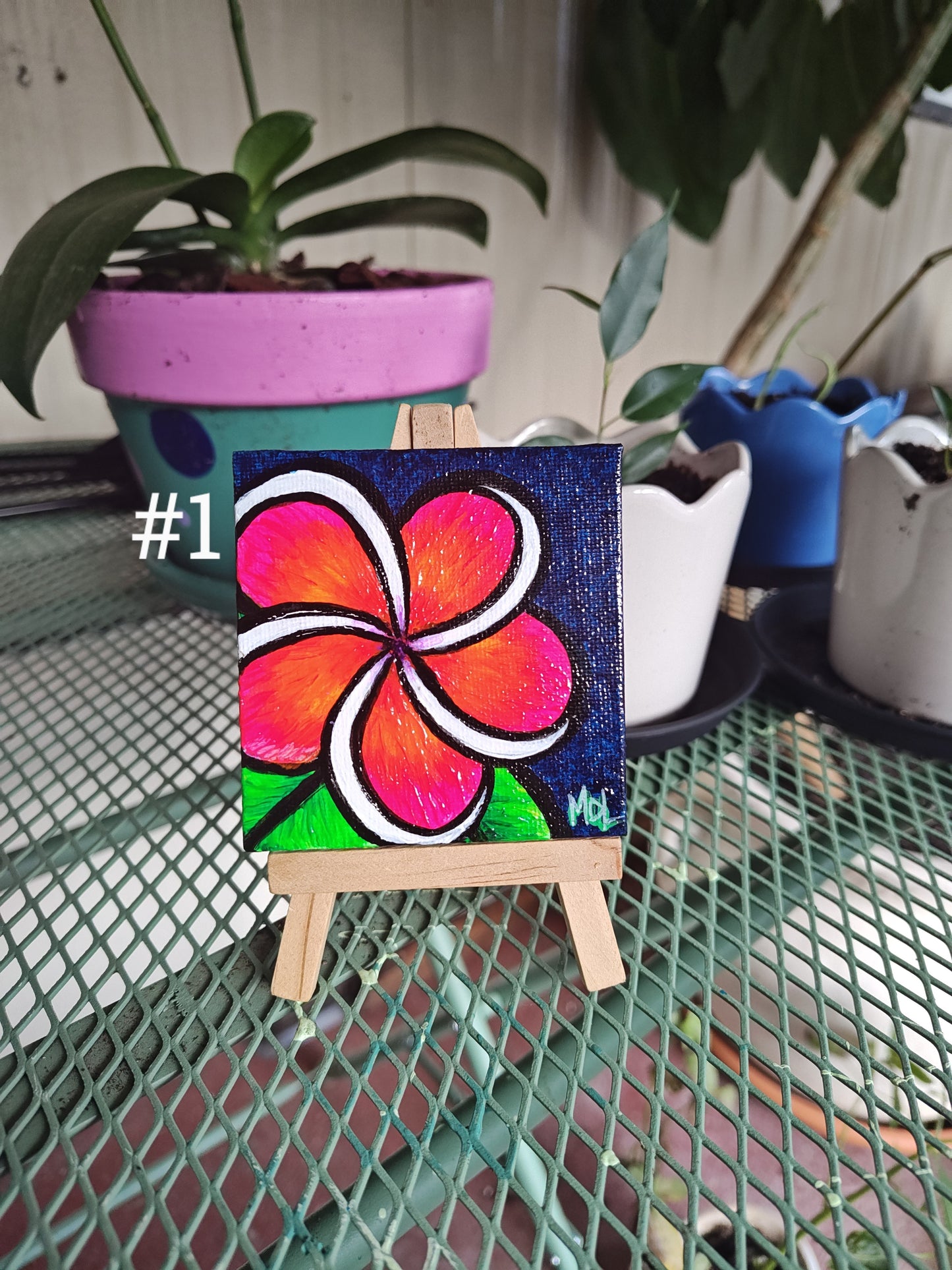 3" x 3" Original Mini Plumeria Paintings