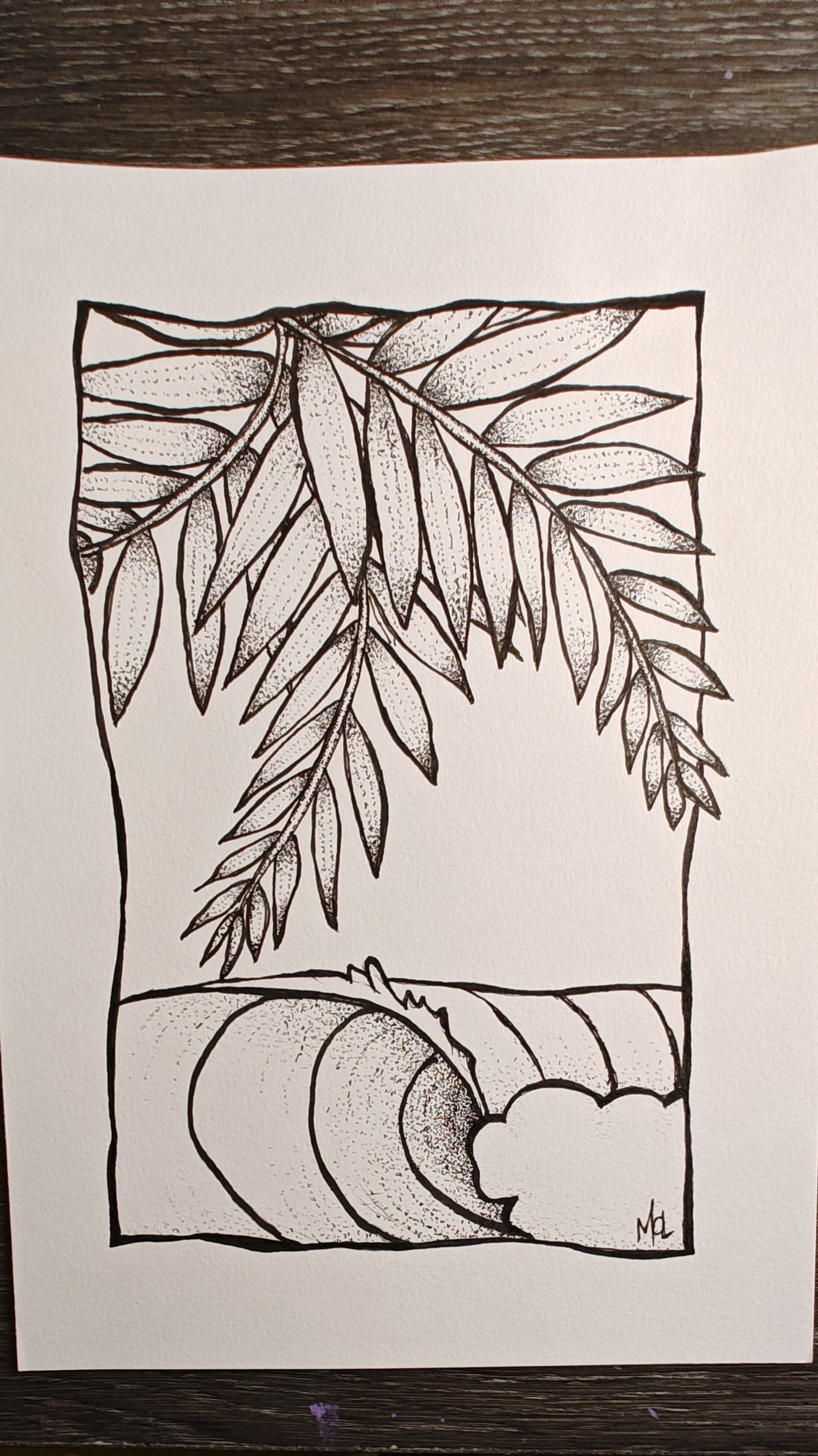 "Summer" Wave Original Ink Drawing