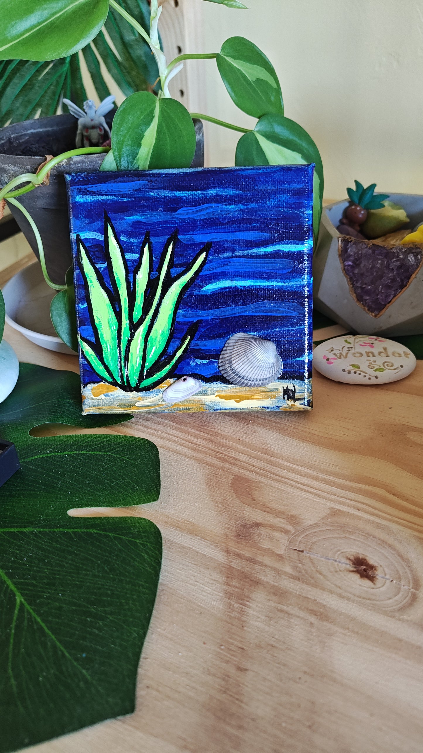 Small 4" x 4" Original Acrylic Ocean Painting