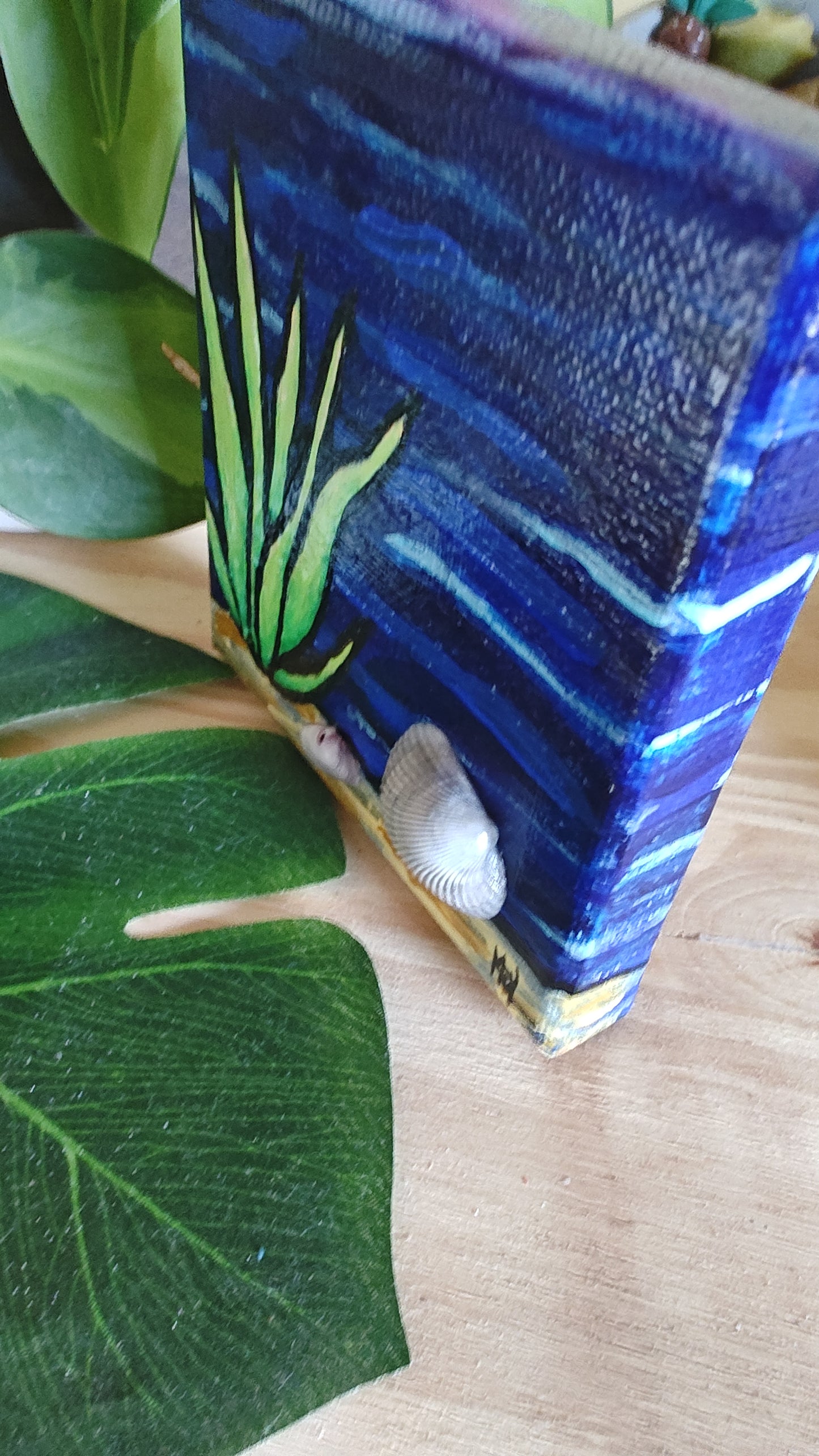 Small 4" x 4" Original Acrylic Ocean Painting
