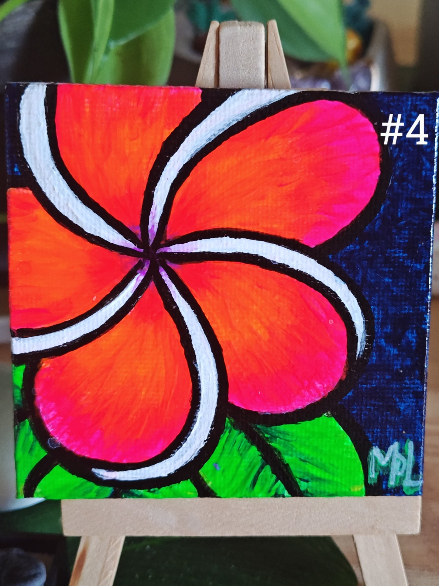 3" x 3" Mini Original Plumeria Paintings