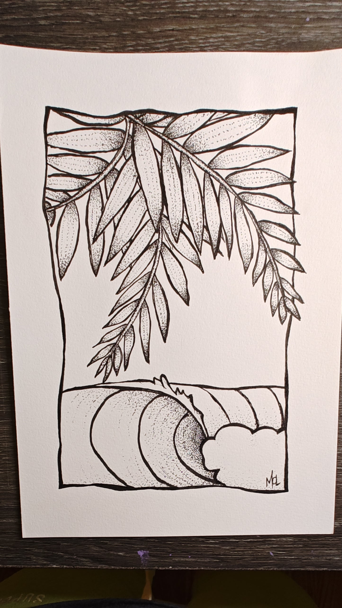 "Summer" Wave Original Ink Drawing