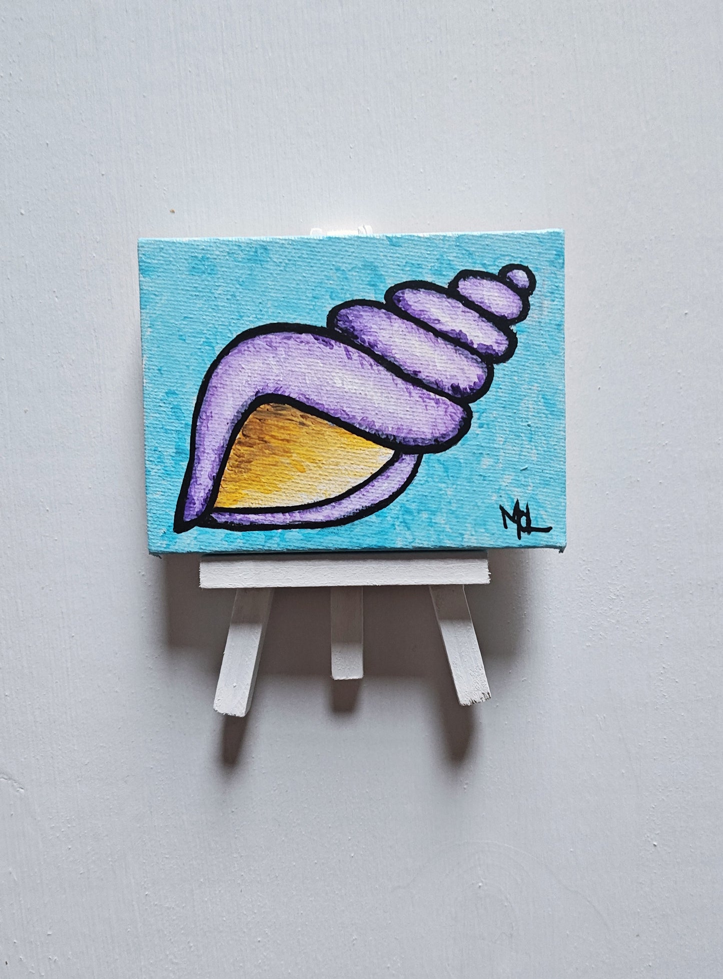 "The Brain" - 4" x 3" Original Mini Seashell Painting