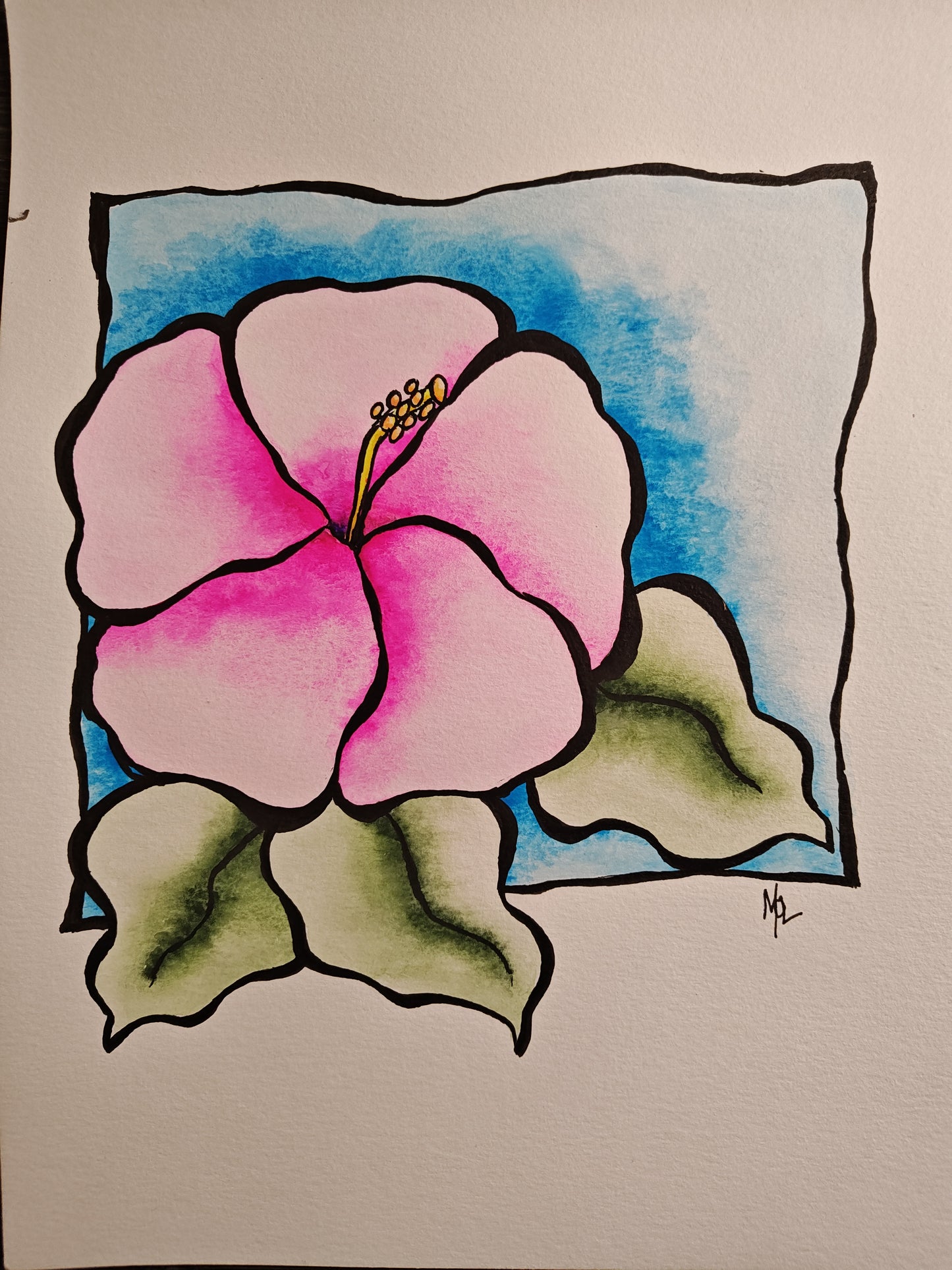 9" x 12" Hibiscus Watercolor - "Ana"