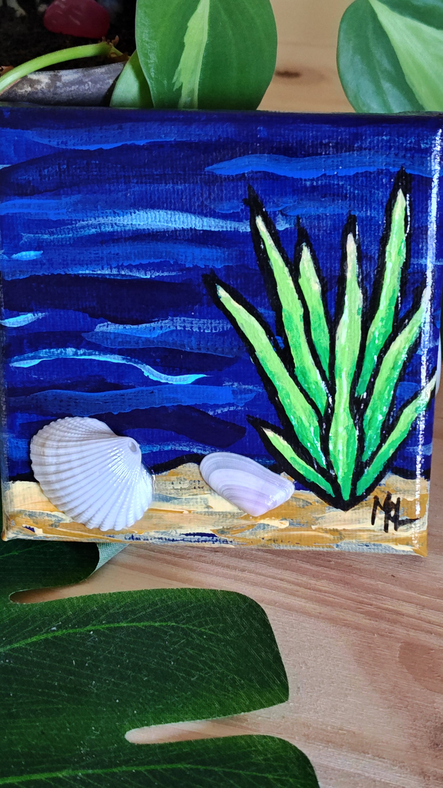 Small 4" x 4" Original Acrylic Ocean Painting