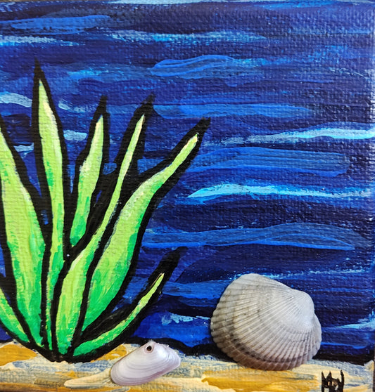 Small 4" x 4" Original Acrylic Ocean Painting