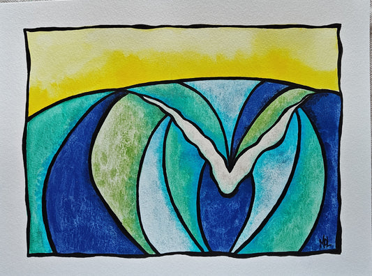 "Cloudbreak" - 12" x 9" Wave Original Watercolor