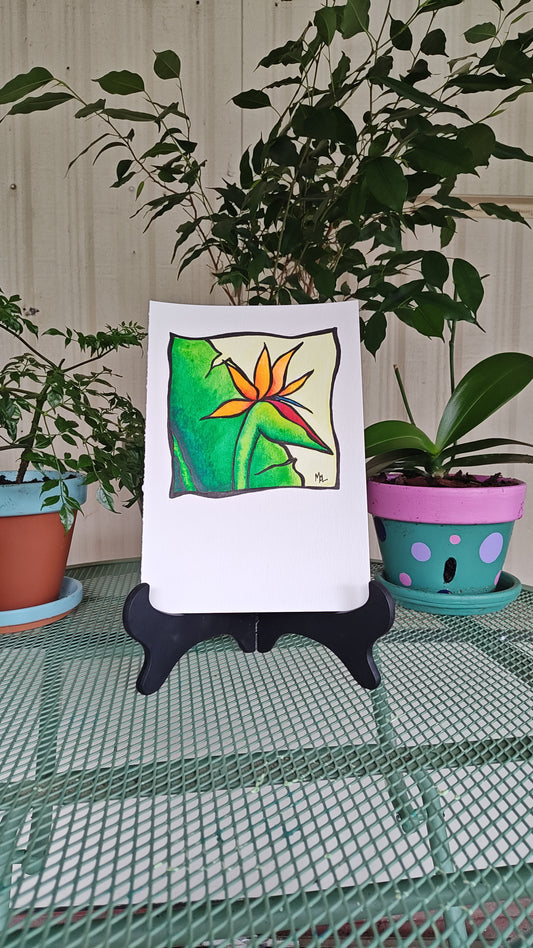 " Birdie" - 7" x 10" Bird of Paradise Original Watercolor