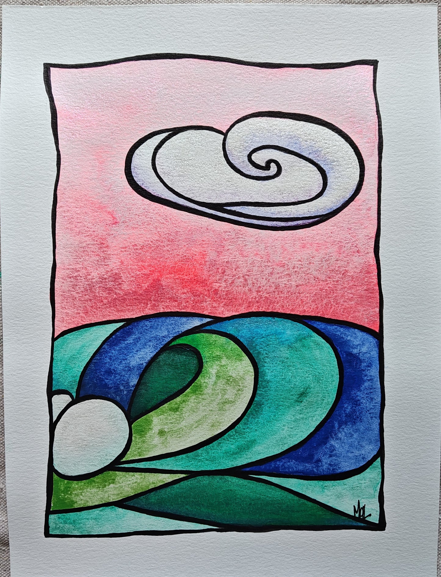 "Cocoa" - 9" x 12" Original Wave Watercolor
