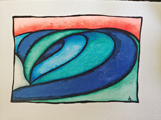 Original Wave Watercolor 10" x 7"