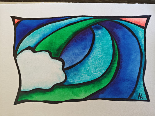 10" x 7" Original Wave Watercolor