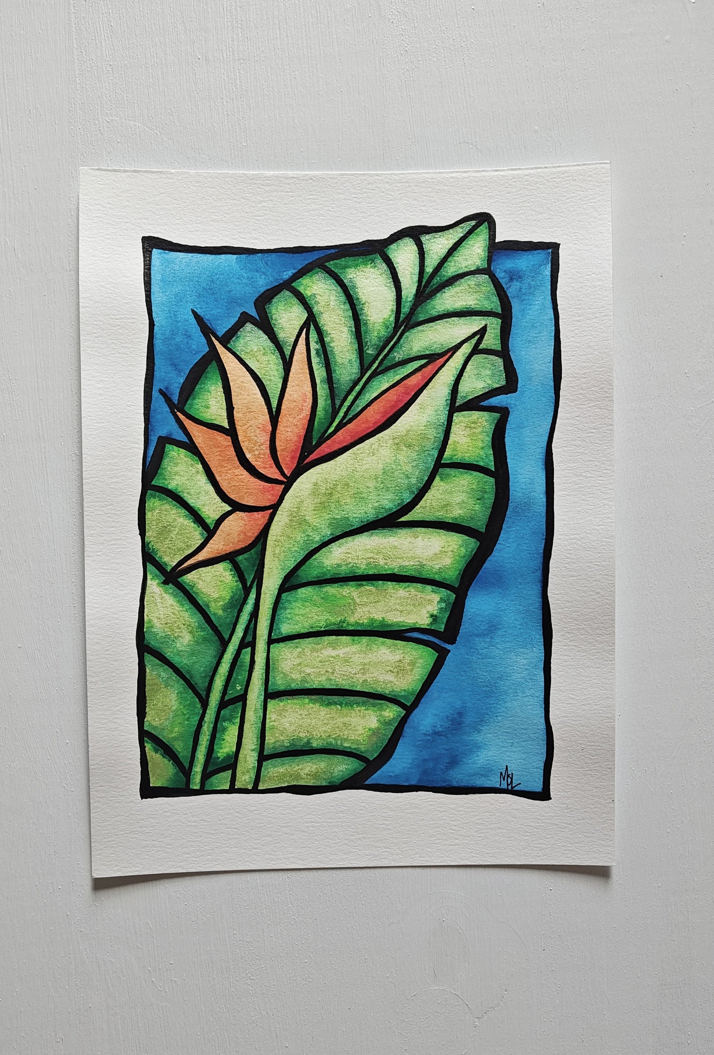 "Flo" - 9" x 12" Original Bird of Paradise Watercolor