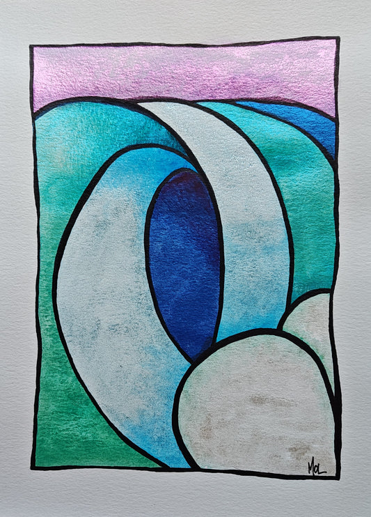 "Shorebreak" - 9" x 12" Original Wave Watercolor
