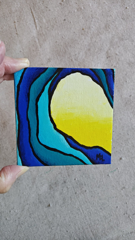 "Randy" - 4" x 4" Mini Wave Acrylic Painting on canvas board