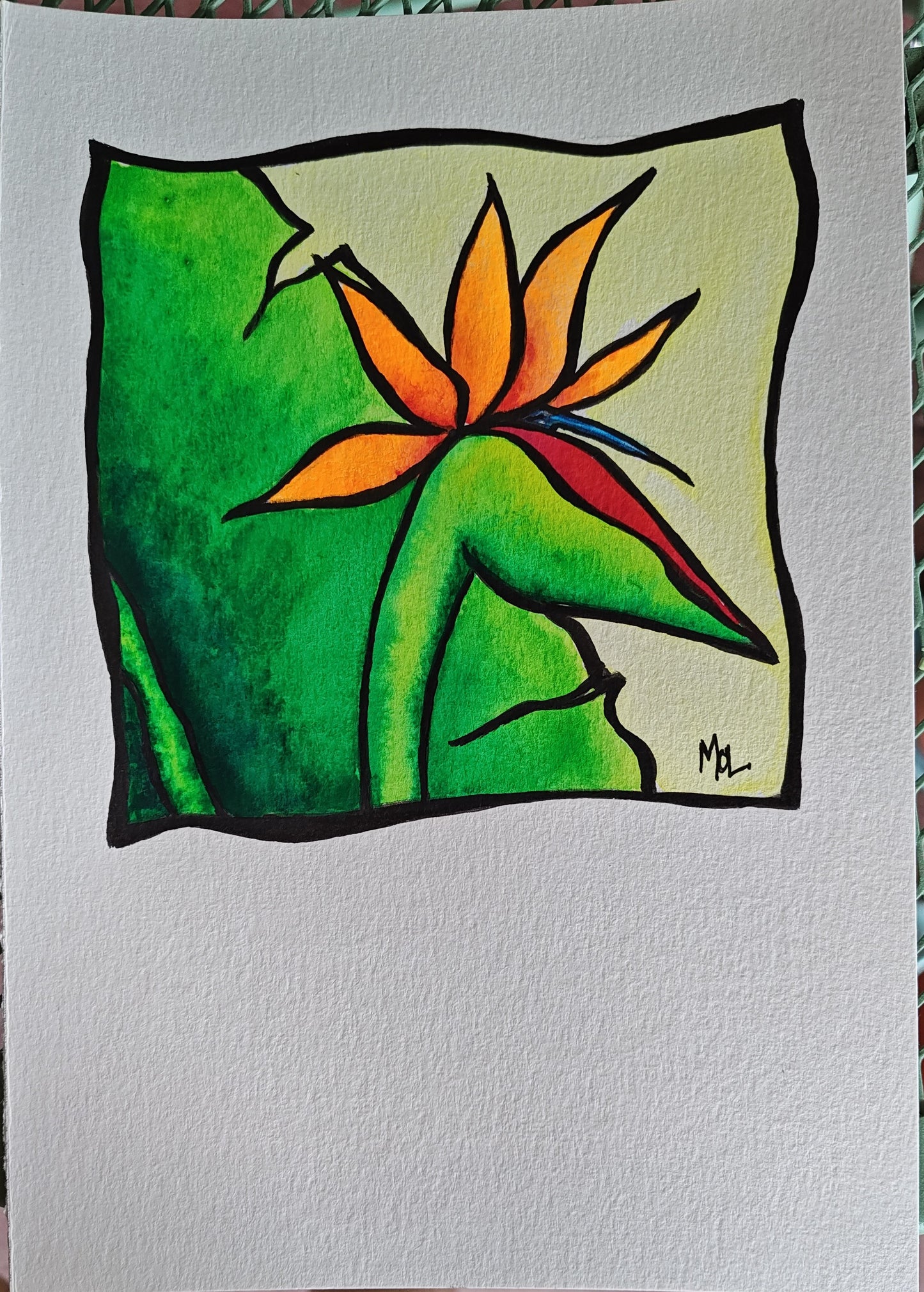 " Birdie" - 7" x 10" Bird of Paradise Original Watercolor
