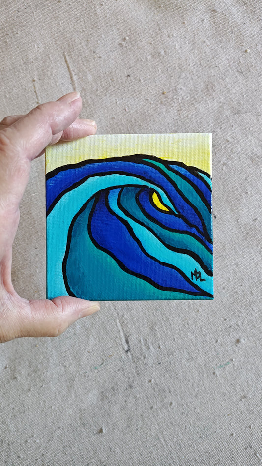 "Carl" - 4" x 4" Mini Wave Acrylic Painting