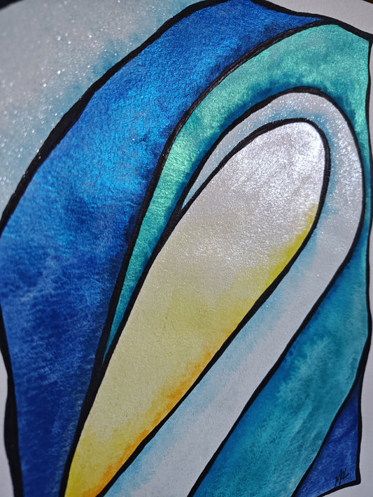 "Luigi" -  9" x 12" Original Watercolor Wave