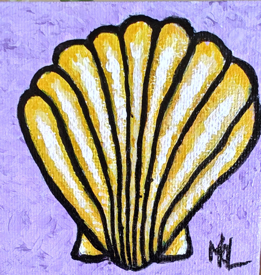 Small 3" x 3" Original Shell Painting With Easel