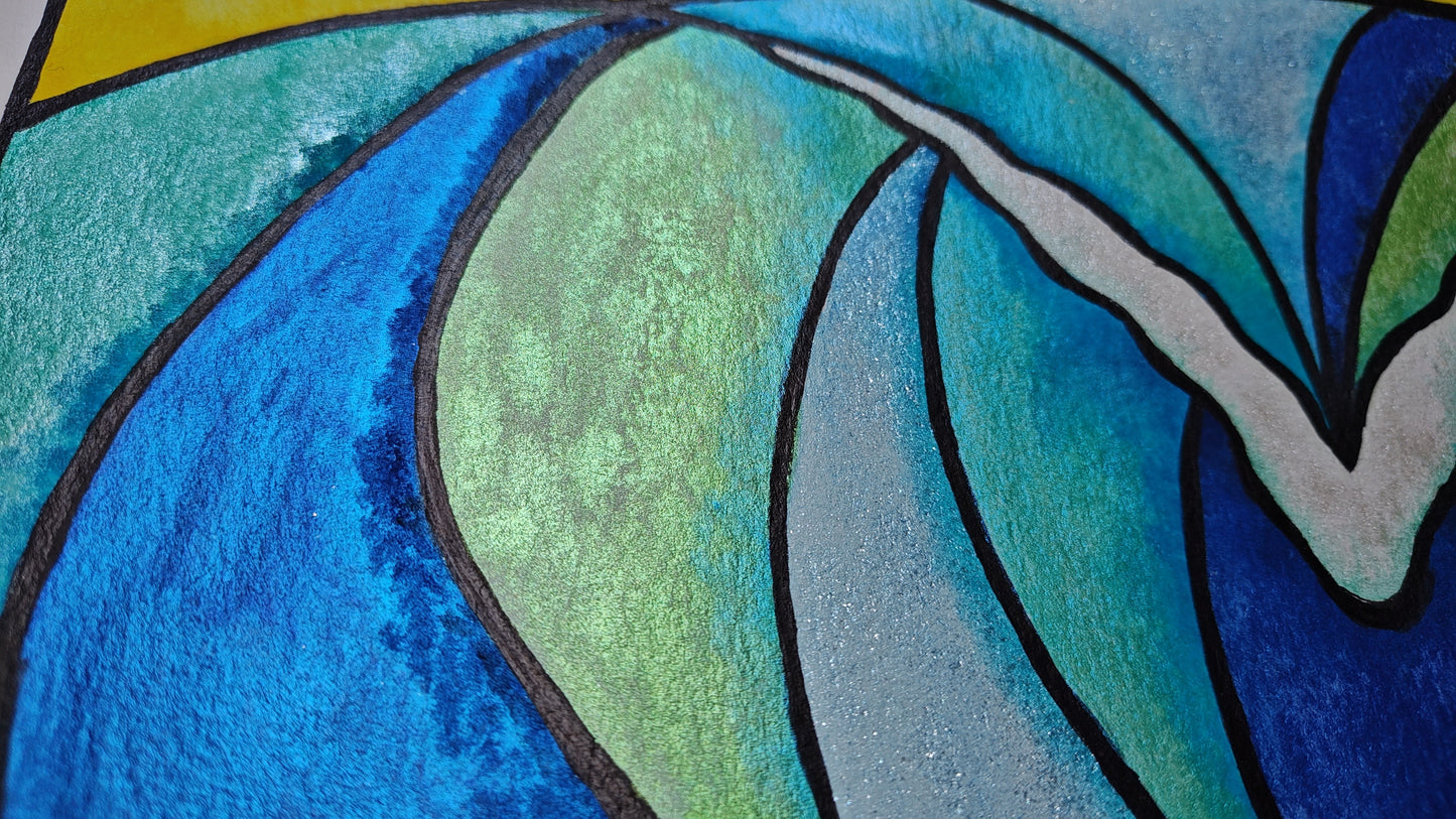 "Cloudbreak" - 12" x 9" Wave Original Watercolor