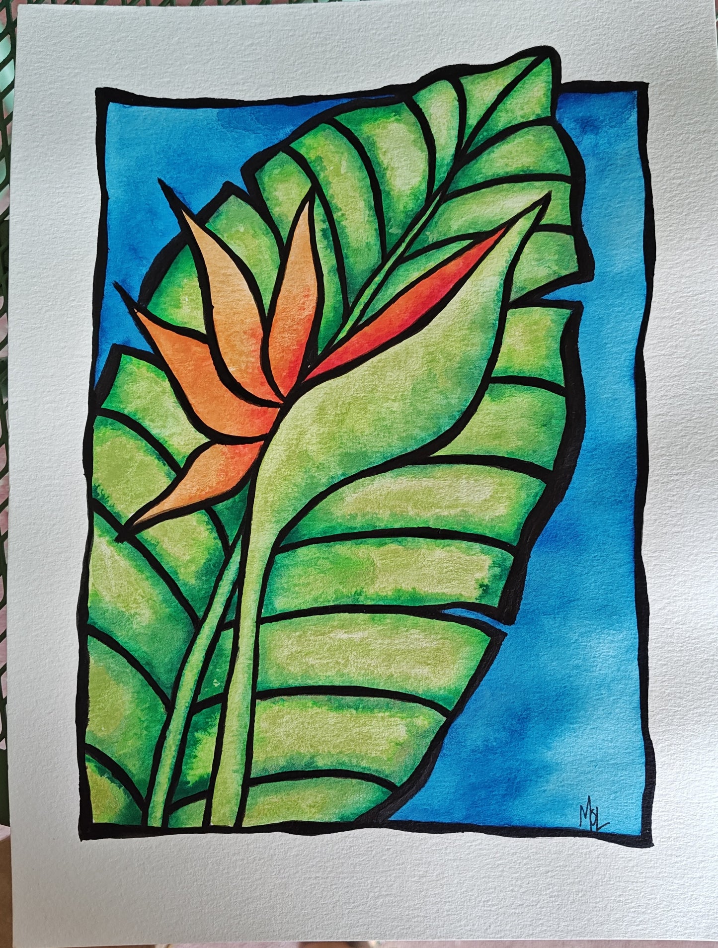 "Flo" - 9" x 12" Original Bird of Paradise Watercolor