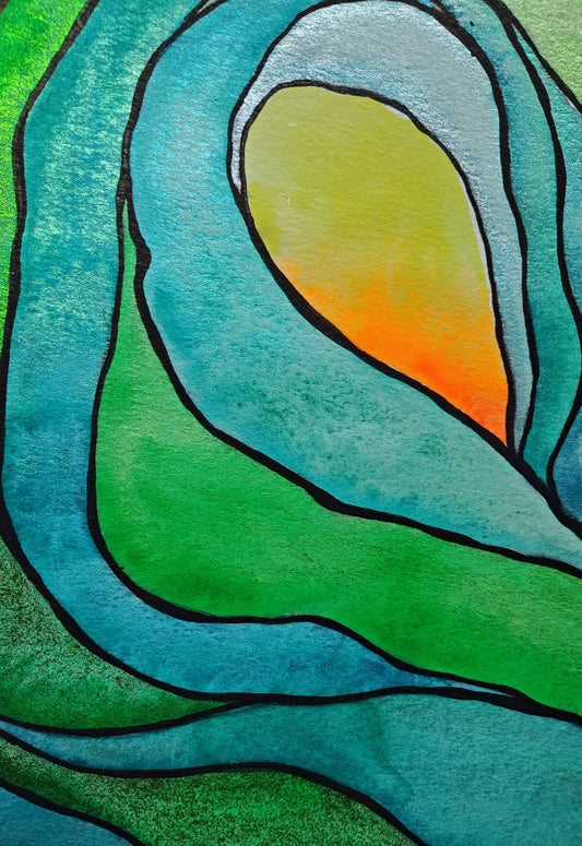 "Lir" - 9" x 12" Original Wave Watercolor