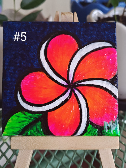 3" x 3" Mini Original Plumeria Paintings