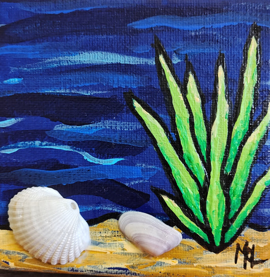 Small 4" x 4" Original Acrylic Ocean Painting